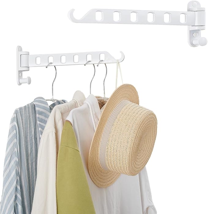 JOOM Laundry Drying Rack Wall Mounted Clothes Drying Rack Clothes Hanger White - Image 9