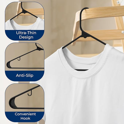 SereneLife 200 Pack Plastic Hangers, Space-Saving Closet Organizers, Durable - Image 5
