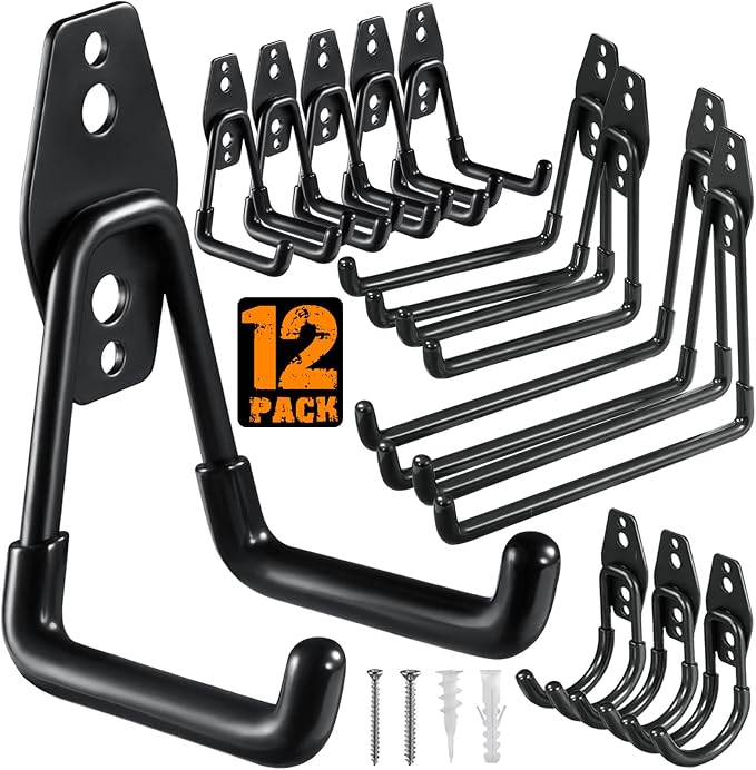 12 Pack Garage Hooks Heavy Duty Utility Steel by HUPBIPY