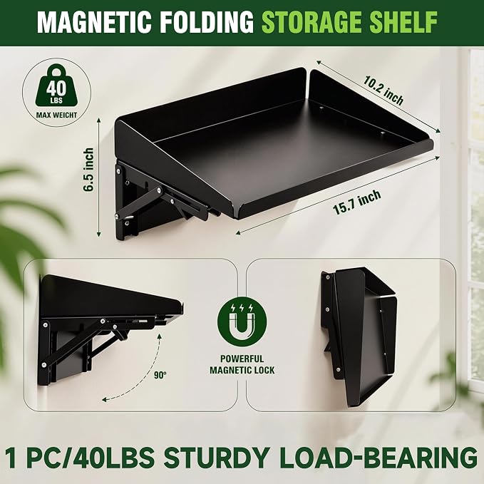 ULIBERMAGNET Magnetic Folding Shelf, 40LBS Heavy Duty Magnetic Mounted Rack - Image 3