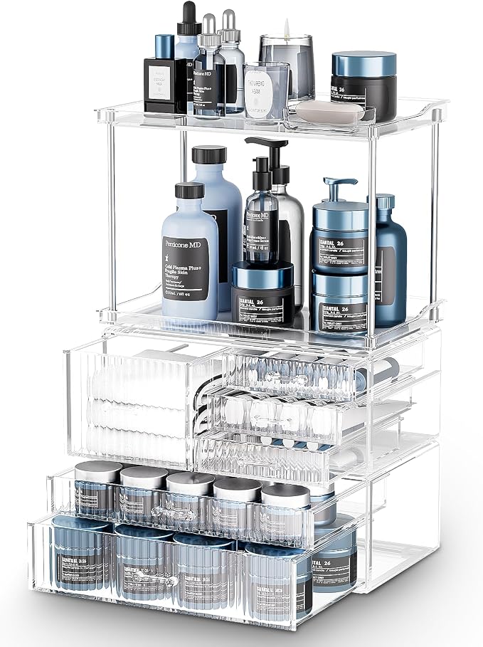 Acina Bathroom Countertop Organizers and Storage: 2-Tier 6-Drawer Makeup by Acina