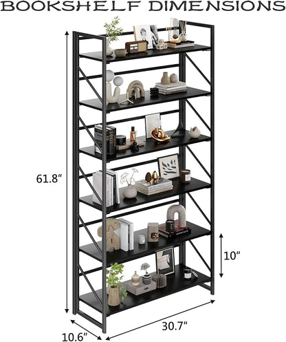 JSB 6 Tier No Assembly Folding Bookshelf, 30.7" Wide Foldable Storage Bookcase - Image 3