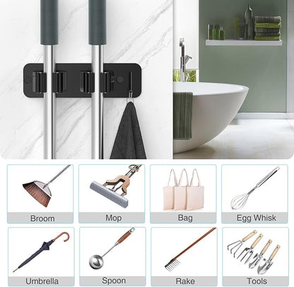 homeasy Wall Mount Mop and Broom Holder, Heavy Duty Stainless Steel Organizer - Image 9