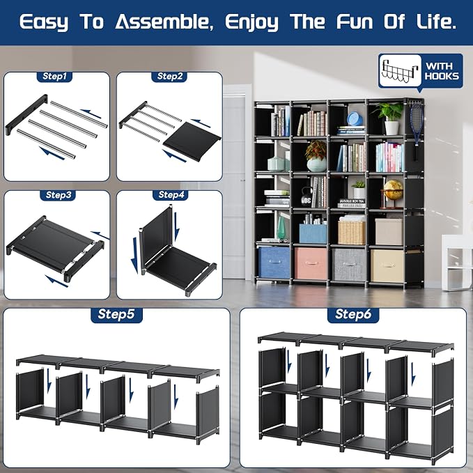 Mavivegue 20 Cube Book Shelf, Storage Organizer, Large DIY Bookcase, Metal Cube - Image 4