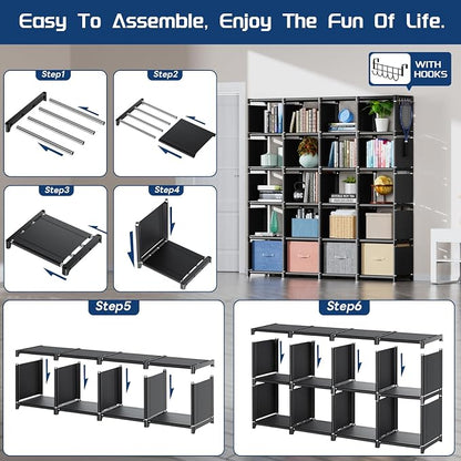 Mavivegue 20 Cube Book Shelf, Storage Organizer, Large DIY Bookcase, Metal Cube - Image 4
