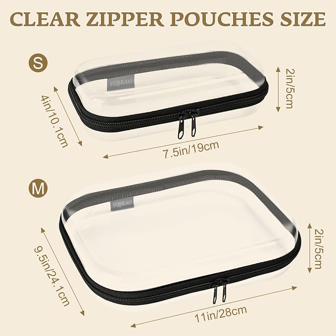 Clear Hard Shell Zipper Case 3 Pack, Hard Plastic Bag, Portable Cosmetic Bag - Image 5