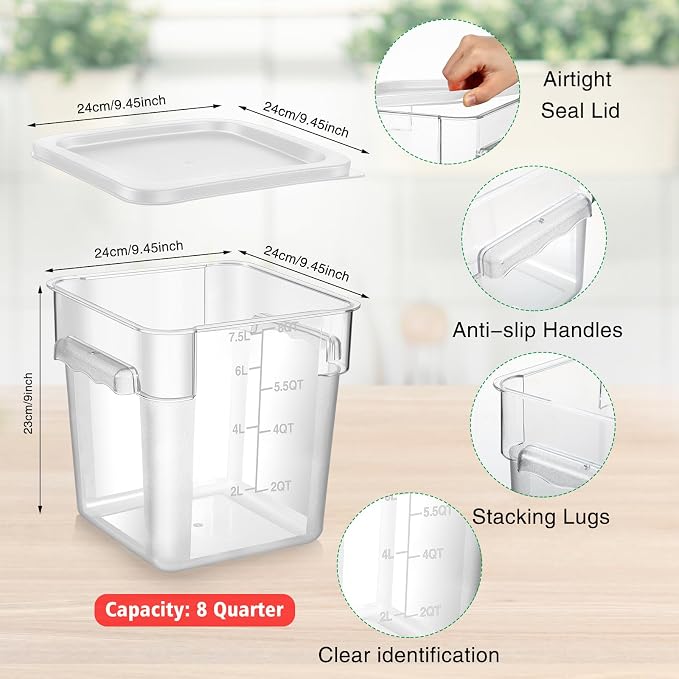 FoldTier 2 Pieces Square Food Storage Containers Polycarbonate Clear food - Image 2