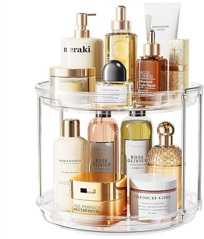 LAMU Rotating Makeup Organizer for Vanity, 10.6in 2 Tier Lazy Susan Turntable by YourHome-OrganizationHelper