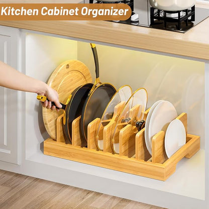 Bamboo Pot and Pan Organizer, Pot Lid Organizer Holder Rack - Image 3