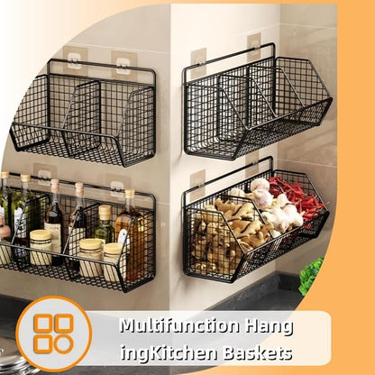 Hanging Wire Fruit Basket with Adhesive Hooks, Hanging Fruit Baskets - Image 3