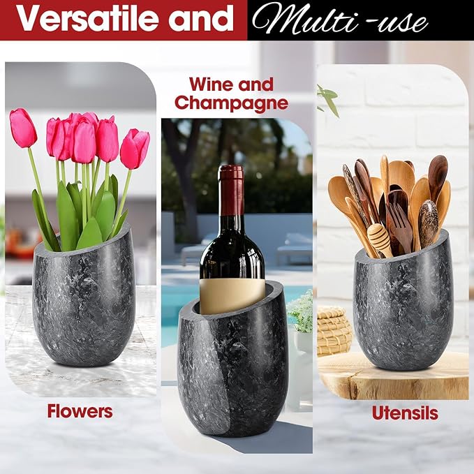Flexzion Marble Wine Chiller Bucket – Black Wine Cooler & Champagne Bucket - Image 5