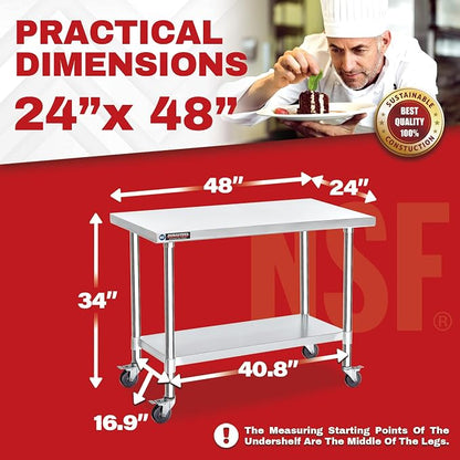 DuraSteel 24x48 NSF Stainless Steel Cart - Image 6