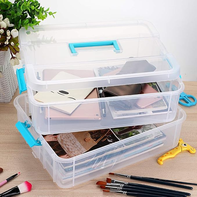 JUXYES 2-Tiers Stack Carry Storage Box - Image 6