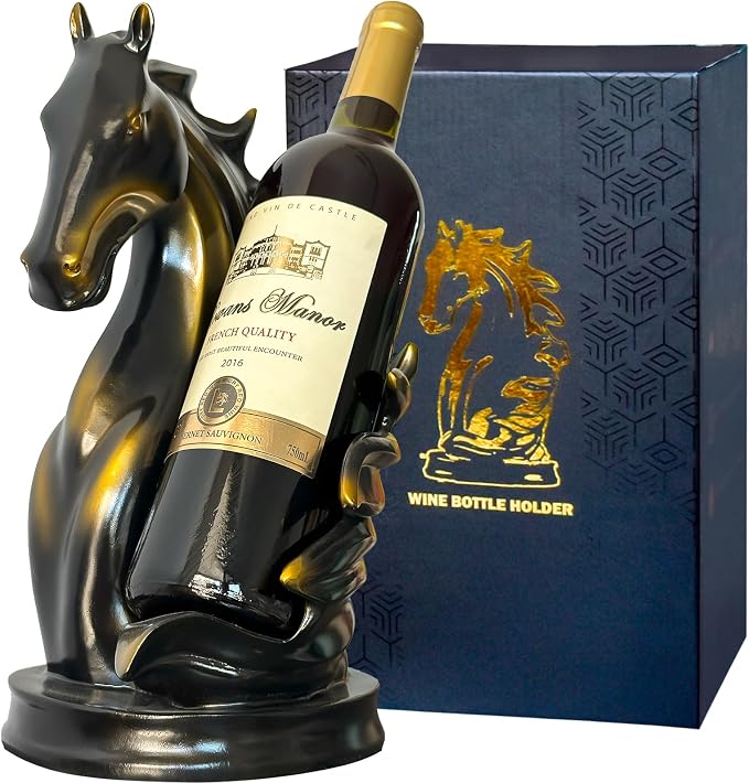 Wine Bottle Holder Wine Racks Tabletop Horse Statue as Home Kitchen Wine Cellar by YINGAVERSAI