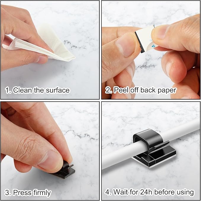 130 Pcs Cable Clips, Adhesive Cable Organizer Cord Holder Wire Clip Wire - Image 5