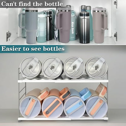 Water Bottle Organizer For Cabinet, Adjustable Tumbler Storage, Expandable - Image 5