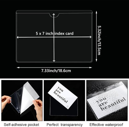Outus 200 Pack 5x7 Inch Self Adhesive Label Pockets Bulk Plastic Labels Holders - Image 2