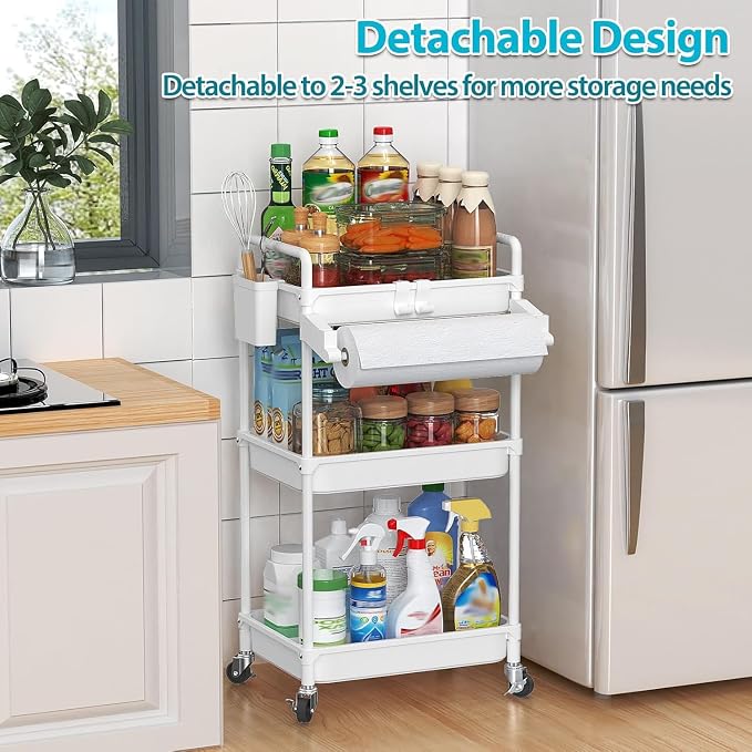 SPACEKEEPER Rolling Storage Cart, 3 Tier Utility Cart Laundry Room Organization - Image 5