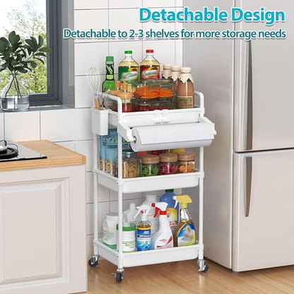 SPACEKEEPER Rolling Storage Cart, 3 Tier Utility Cart Laundry Room Organization - Image 5
