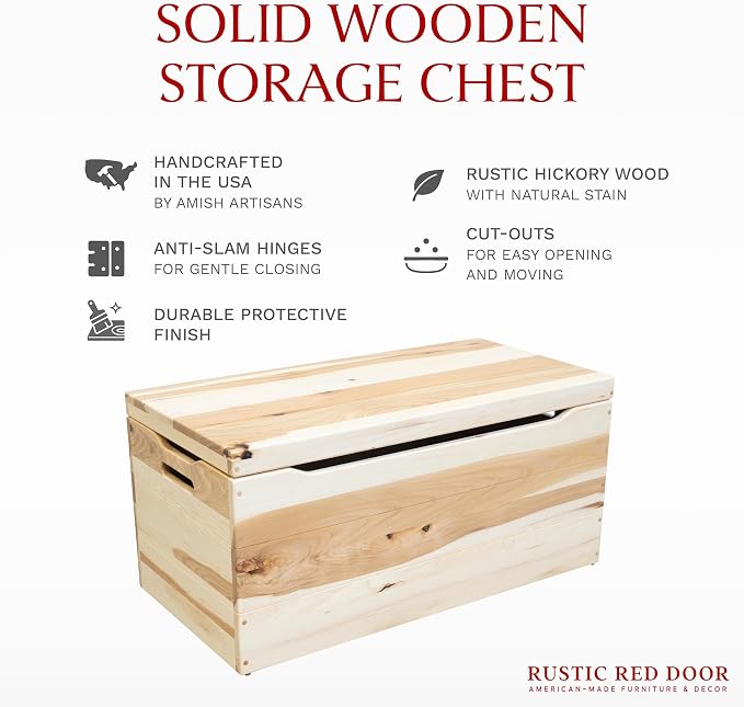 Amish Made Wooden Storage Chest Trunk Box - Image 2