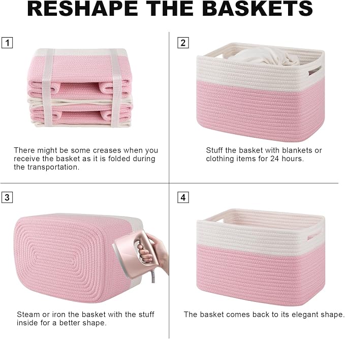 4 Pack Storage Baskets for Organizing, Woven Baskets for Shelves - Image 6