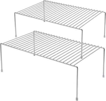 Kitchen Cabinet Shelf Organizer Set of 2, Medium Metal Wire Pantry Storage by GEDLIRE