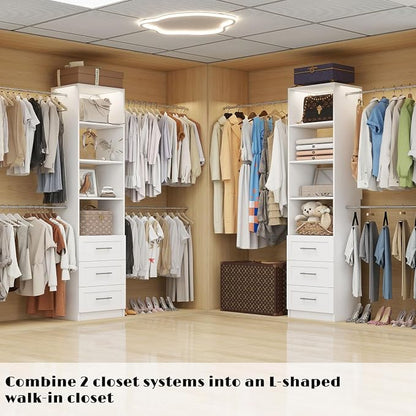 Closet Organizer System with Drawers, Wall Mounted 5FT-9FT White | 3 Wooden - Image 4