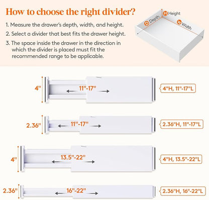 Lifewit 12 Pack Drawer Dividers 4" High, 11-17" Adjustable Dresser Drawer - Image 3