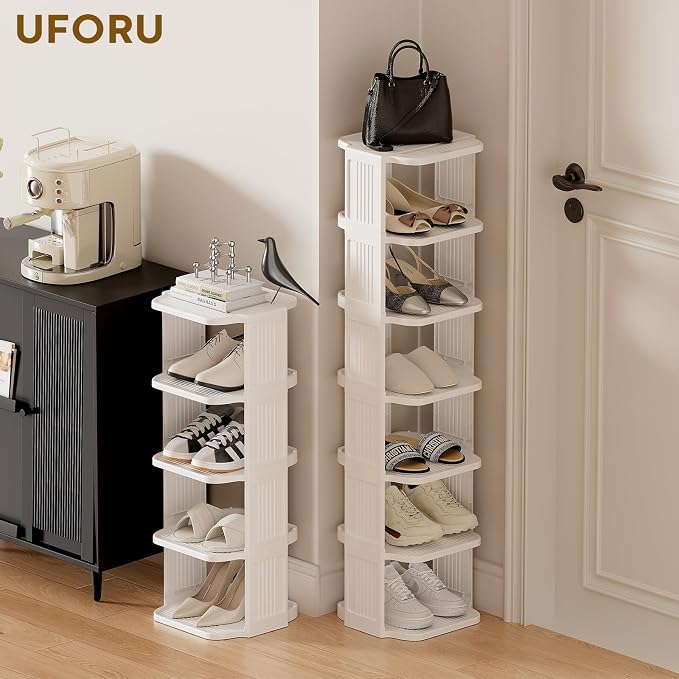 UFORU Vertical Shoe Rack, 9-Tier Plastic Stackable Storage Shelf - Image 2