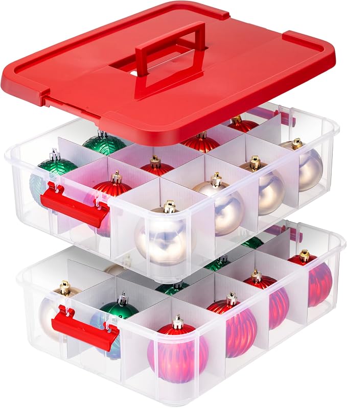 Tribello 2-Layer Christmas Ornament Storage Box Plastic - Image 4