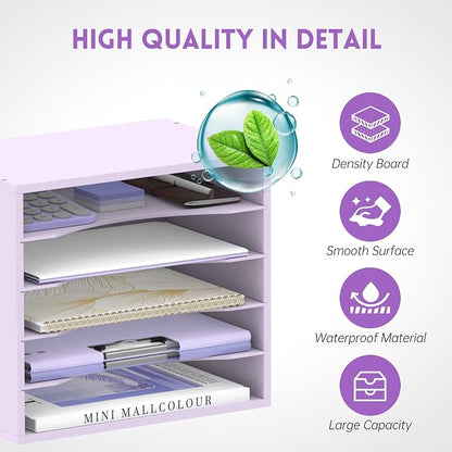 5 Tier Wood Desk Organizer, Paper Organizer - Image 5