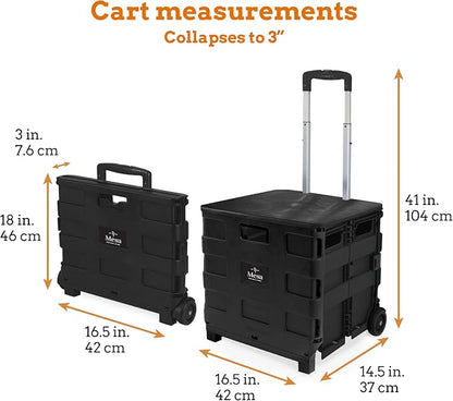 Collapsible Ultra-Slim Pack-N-Roll, 2 Wheel Utility Cart w/Lid used as Seat up - Image 2