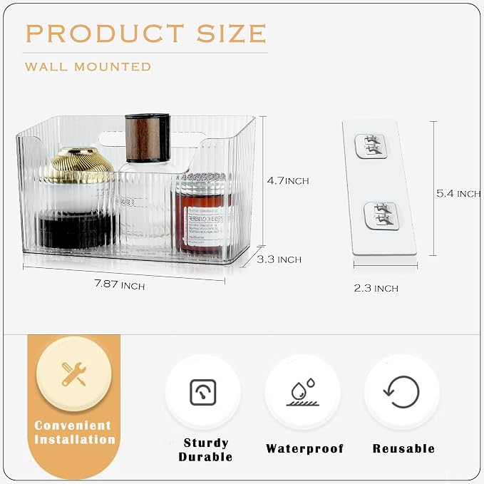 2 Pack Cabinet Door Organizer, Adhesive Wall Mounted Organizer Bins, Stackable - Image 2