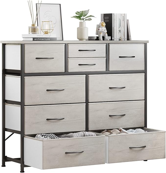 LUMTOK 10 Drawers Dresser with Fabric Bins by LUMTOK