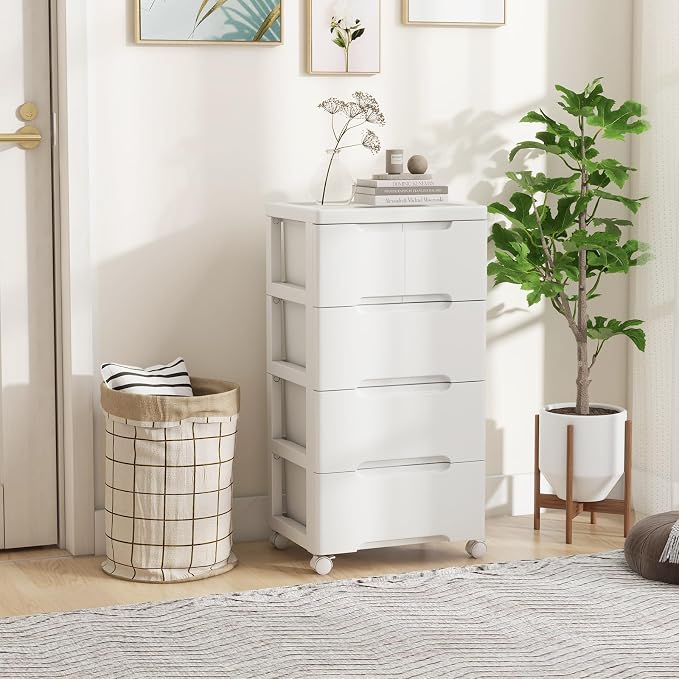 LOKO 5-Drawer Plastic Rolling Storage Cart | Mobile Storage Cabinet | Vertical - Image 2
