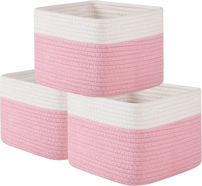 OIAHOMY 9”x9”x7” Storage Cubes, Cotton Rope Woven Baskets by MasterofSpaceOptimization