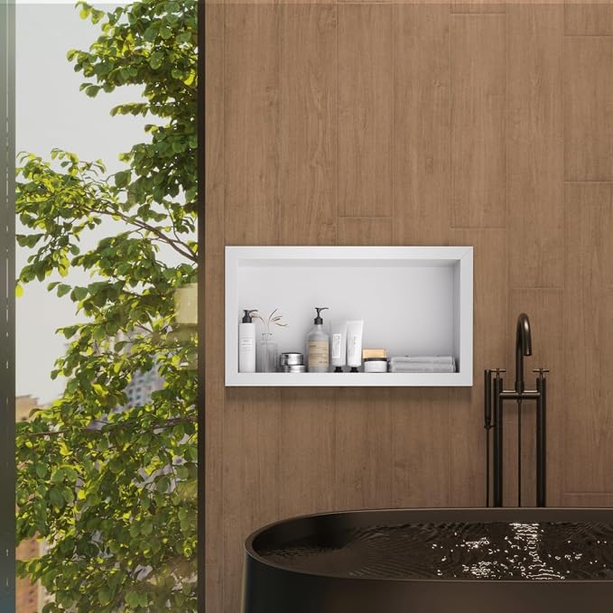 12" x 24" Stainless Steel Shower Niche, Single Waterproof Shelves, No-Tile - Image 2