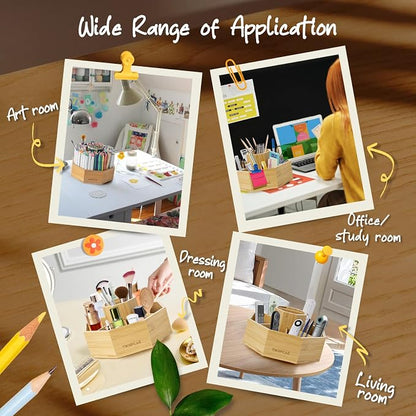 360° Rotating Art Supply Organizer, Holds 750+ Pencils, Bamboo Marker & Pen - Image 5