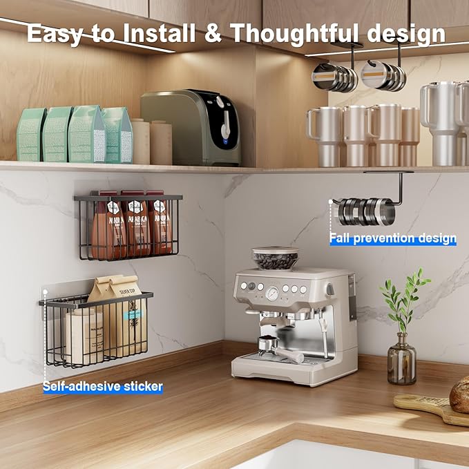 Mustorn 4 Pack Adhesive Cabinet Door Organizer, Lid Organizers Inside Cabinet - Image 4