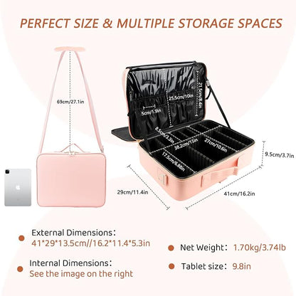 gzcz Large Capacity Travel Makeup Case Organizer, Professional Cosmetic Bags - Image 2