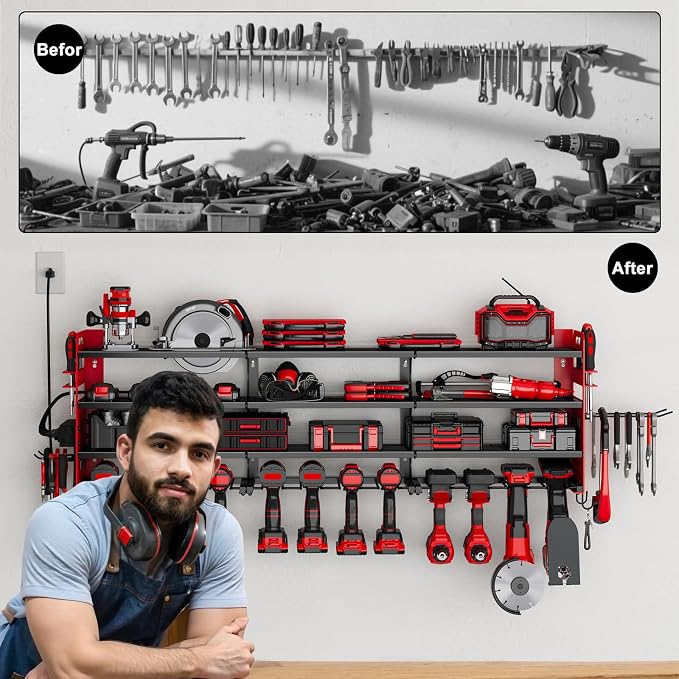 12 Cordless Drill Holder Large Power Tool Organizer Wall Mount - Image 5