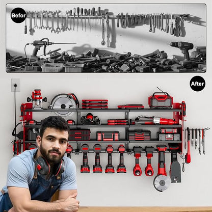 12 Cordless Drill Holder Large Power Tool Organizer Wall Mount - Image 5