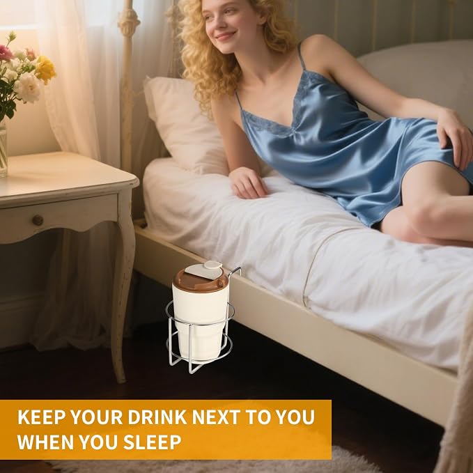 Cup Holder for Bed, 4.4x4.5x5.5in Metal Premium Bedside Cup Holder Practical - Image 3