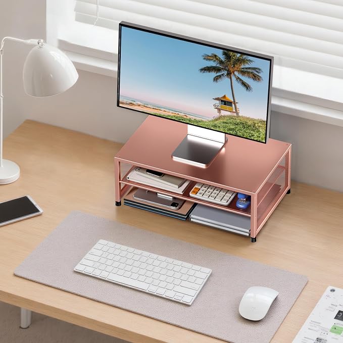 Desk Organizers and Accessories, 2-Tier Metal Computer Monitor Stand Riser - Image 6