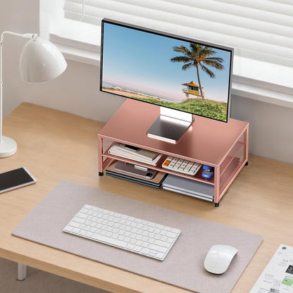 Desk Organizers and Accessories, 2-Tier Metal Computer Monitor Stand Riser - Image 6