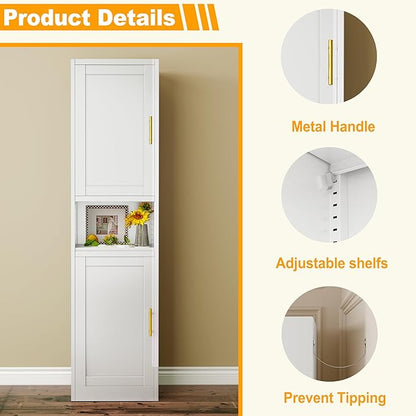 Ckzbx Tall Narrow Storage Cabinet 66.93" H Tall Bathroom Cabinets Metal Pantry - Image 4