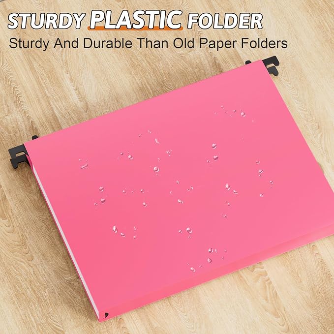 Plastic Hanging File Folders Letter Size, Heavy Duty 1 Inch Expansion, 12 Pack - Image 2