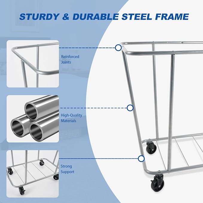 PLKOW Laundry Cart with Wheels 320L Large Rolling Laundry Cart - Image 6