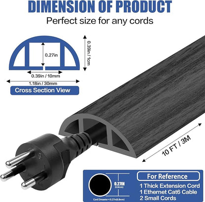 Floor Cord Cover Self Adhesive Cord Hider, 10FT Cable Management, Extension - Image 2