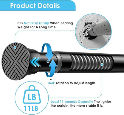 1Pcs Tension Curtain Rod 24 To 46 Inch Black Shower Curtain Rod No Drilling - Image 3